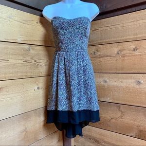 BCBG Strapless High Low Multicolor Dress